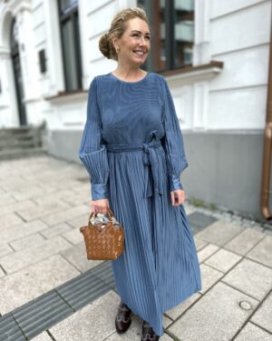 Satin miami long dress Shiny Blue