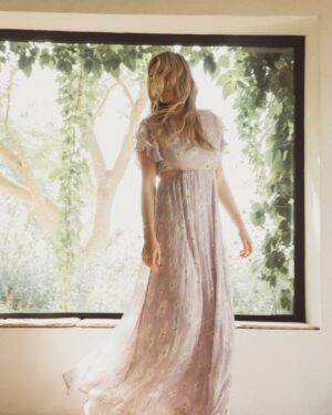 Elise Dress Lavender Peony Print