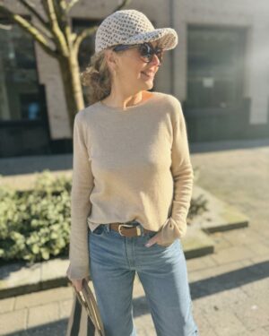 PULL COL ROND ML Beige Chine