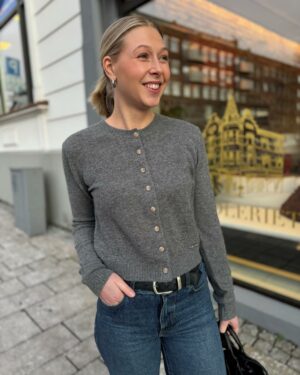 W. Cashmere Cardigan Dk. Grey