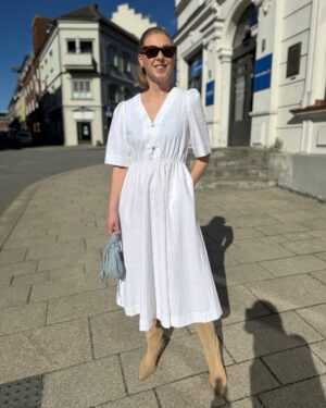 Monica Linen Dress White
