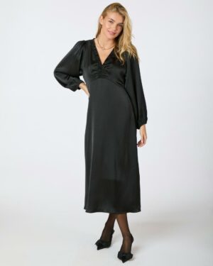 Isobel Heavy Sateen Dress Black