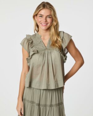 Jayla S Voile Top Smoke Green