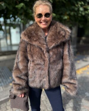 Stephanie Faux Fur Jacket Brown