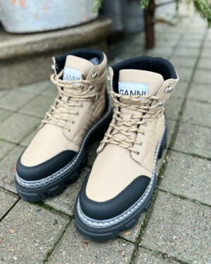 Cleated Lace Up Hiking Boot - Ganni