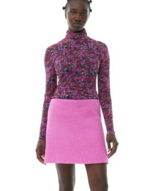 Twill Wool Suiting Mini Skirt Fiji Flower