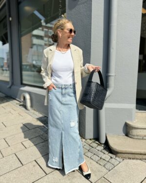 Louisa Long Denim Skirt Lt. Blue Mix
