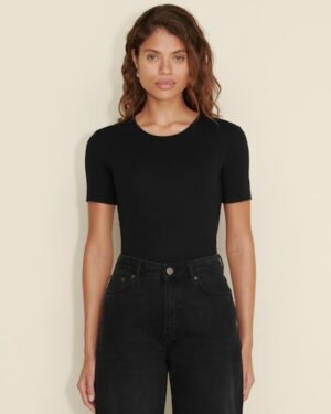 Fitted Rib Tee Black