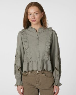 Petrine Embroidery Blouse Smoke Green