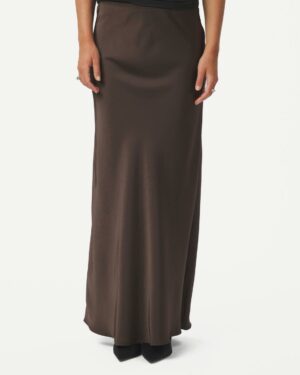 Vicky Heavy Sateen Skirt Dark Brown