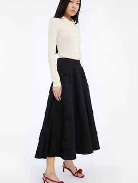 Denim Flower Midi skirt